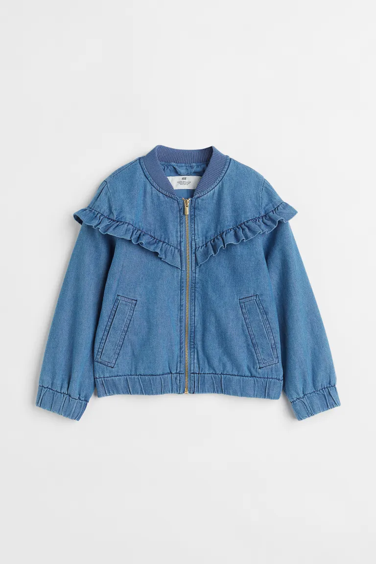 Ruffle-trimmed Bomber Jacket